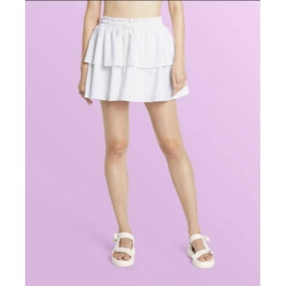 Stoney Clover Lane x Target White Ruffle Mini Skirt Womens Size Medium Pull On